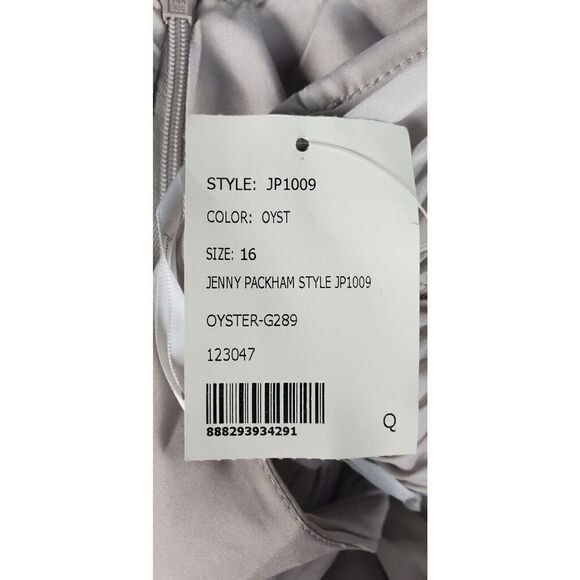 New Jenny Packham Gown Size 16 Oyster Rhinestone Flowy Pleated Chiffon Gala - Picture 8 of 9